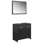 ZNTS 3 Piece Bathroom Furniture Set High Gloss Black Engineered Wood 3056914