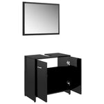 ZNTS 3 Piece Bathroom Furniture Set High Gloss Black Engineered Wood 3056914