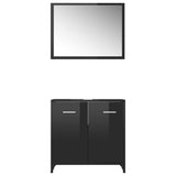 ZNTS 3 Piece Bathroom Furniture Set High Gloss Black Engineered Wood 3056914