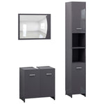 ZNTS 3 Piece Bathroom Furniture Set Grey Engineered Wood 3056918