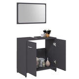ZNTS 3 Piece Bathroom Furniture Set Grey Engineered Wood 3056918