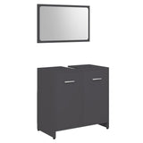 ZNTS 3 Piece Bathroom Furniture Set Grey Engineered Wood 3056918