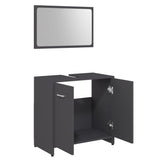 ZNTS 3 Piece Bathroom Furniture Set Grey Engineered Wood 3056918