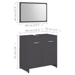 ZNTS 3 Piece Bathroom Furniture Set Grey Engineered Wood 3056918