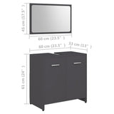 ZNTS 3 Piece Bathroom Furniture Set Grey Engineered Wood 3056918