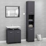 ZNTS 3 Piece Bathroom Furniture Set Grey Engineered Wood 3056918