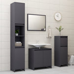 ZNTS 3 Piece Bathroom Furniture Set Grey Engineered Wood 3056927