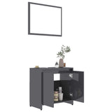 ZNTS 3 Piece Bathroom Furniture Set Grey Engineered Wood 3056927