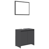 ZNTS 3 Piece Bathroom Furniture Set Grey Engineered Wood 3056927