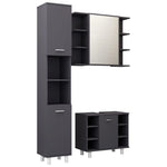 ZNTS 3 Piece Bathroom Furniture Set Grey Engineered Wood 3056954