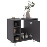 ZNTS 3 Piece Bathroom Furniture Set Grey Engineered Wood 3056954