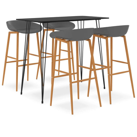 ZNTS 5 Piece Bar Set Black and Grey 3057386