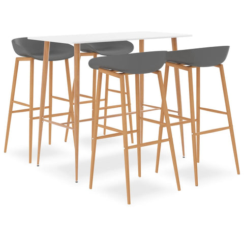 ZNTS 5 Piece Bar Set White and Grey 3057442