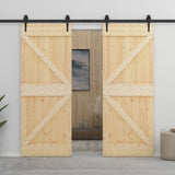 ZNTS Sliding Door with Hardware Set 90x210 cm Solid Pine Wood 3057589