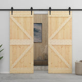 ZNTS Sliding Door with Hardware Set 90x210 cm Solid Pine Wood 3057595