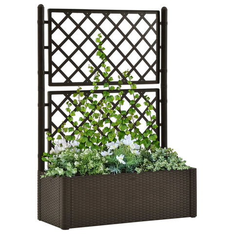 ZNTS Garden Raised Bed with Trellis and Self Watering System Mocha 313968