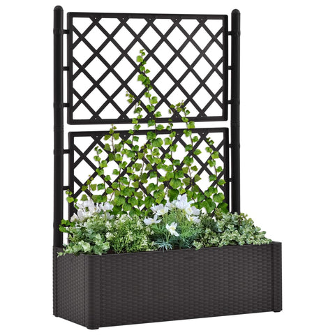 ZNTS Garden Raised Bed with Trellis and Self Watering System Anthracite 313969