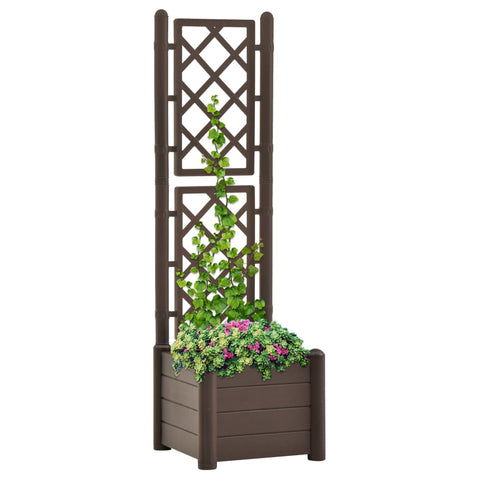 ZNTS Garden Planter with Trellis 43x43x142 cm PP Mocha 313980