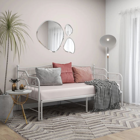 ZNTS Pull-out Sofa Bed Frame without Mattress White Metal 90x200 cm 324765