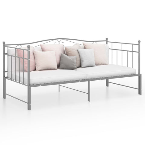 ZNTS Pull-out Sofa Bed Frame without Mattress Grey Metal 90x200 cm 324784