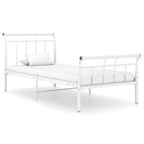 ZNTS Bed Frame without Mattress White Metal 100x200 cm 325034
