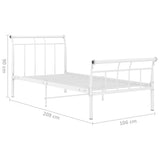 ZNTS Bed Frame without Mattress White Metal 100x200 cm 325034