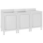 ZNTS Commercial Kitchen Sink Cabinet 180x60x96 cm Stainless Steel 3058271