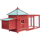 ZNTS Chicken Coop with Nest Box Red 190x72x102 cm Solid Firwood 170983