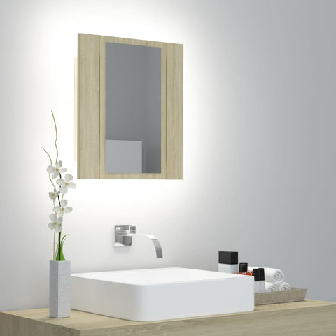 ZNTS LED Bathroom Mirror Cabinet Sonoma Oak 40x12x45 cm 804951