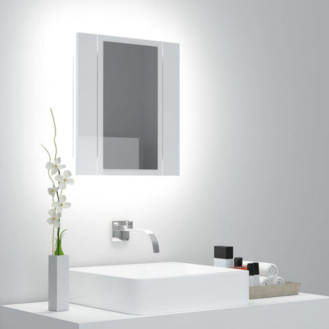 ZNTS LED Bathroom Mirror Cabinet High Gloss White 40x12x45 cm 804953