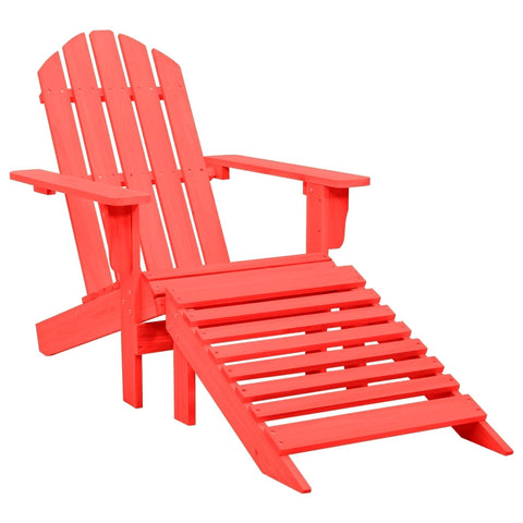 ZNTS Garden Adirondack Chair with Ottoman Solid Fir Wood Red 315863