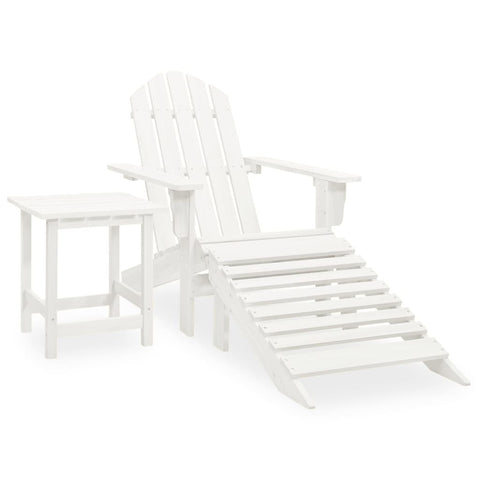 ZNTS Garden Adirondack Chair with Ottoman&Table Solid Fir Wood White 315929