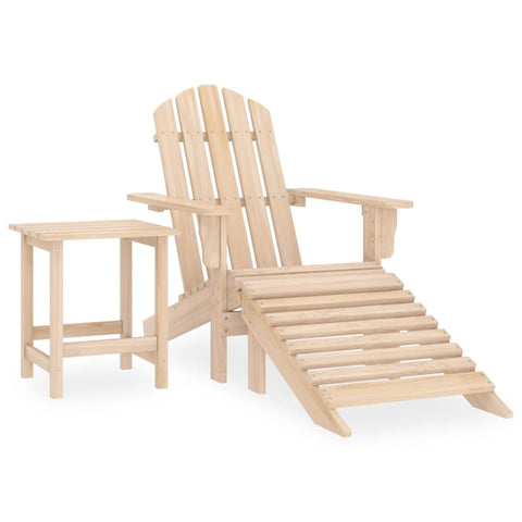 ZNTS Garden Adirondack Chair with Ottoman and Table Solid Fir Wood 315932