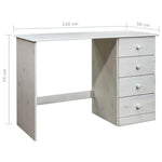 ZNTS Desk with 4 Drawers 110x50x74 cm Solid Pine Wood 325531