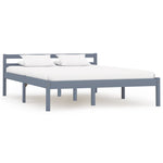 ZNTS Bed Frame with 2 Drawers Grey Solid Pine Wood 140x200 cm 3060696