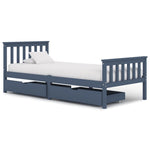 ZNTS Bed Frame with 2 Drawers Grey Solid Pine Wood 100x200 cm 3060703
