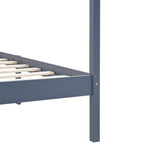 ZNTS Canopy Bed Frame with 2 Drawers Grey Solid Pine Wood 100x200 cm 3060712