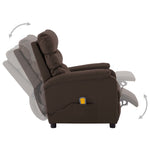 ZNTS Wing Back Massage Reclining Chair Brown Faux Leather 326424