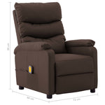 ZNTS Wing Back Massage Reclining Chair Brown Faux Leather 326424