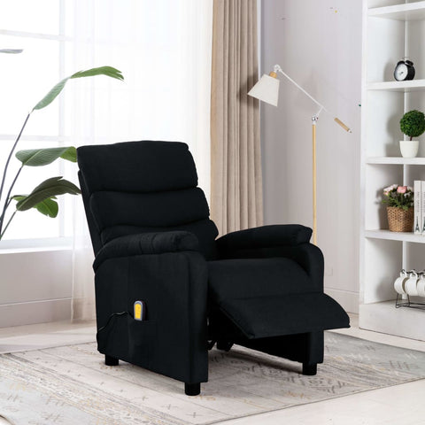 ZNTS Wing Back Massage Recliner Black Fabric 326431