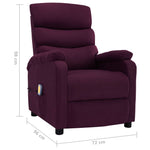 ZNTS Wing Back Massage Recliner Purple Fabric 326436