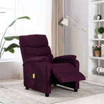 ZNTS Wing Back Massage Recliner Purple Fabric 326436