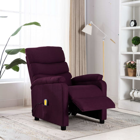 ZNTS Wing Back Massage Recliner Purple Fabric 326436