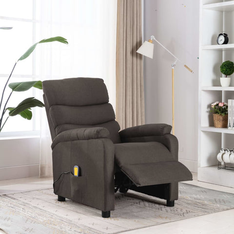 ZNTS Wing Back Massage Recliner Taupe Fabric 326437