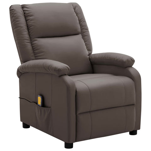 ZNTS Wing Back Massage Recliner Brown Faux Leather 326441