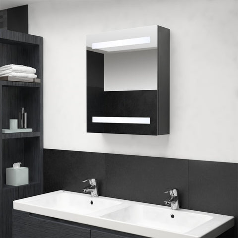 ZNTS LED Bathroom Mirror Cabinet Grey 50x14x60 cm 326482