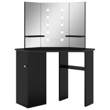 ZNTS Corner Dressing Table with LED Black 111x54x141.5 cm 326534