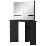 ZNTS Corner Dressing Table with LED Black 111x54x141.5 cm 326534