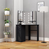 ZNTS Corner Dressing Table with LED Black 111x54x141.5 cm 326534