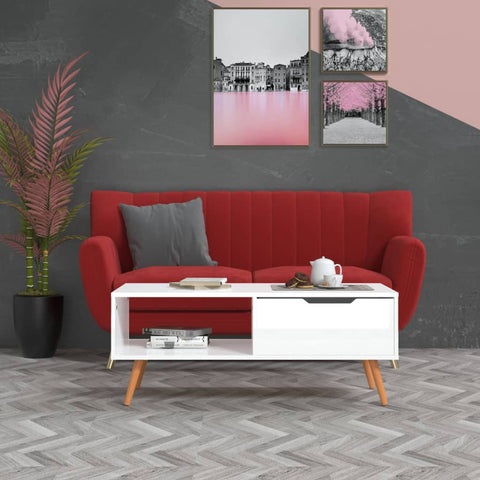 ZNTS Coffee Table High Gloss White 100x49.5x43 cm Engineered Wood 326792